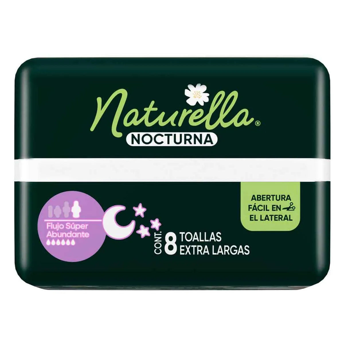Toallas Femeninas Naturella Nocturna Con Alas Flujo Súper Abundante 8 pzs