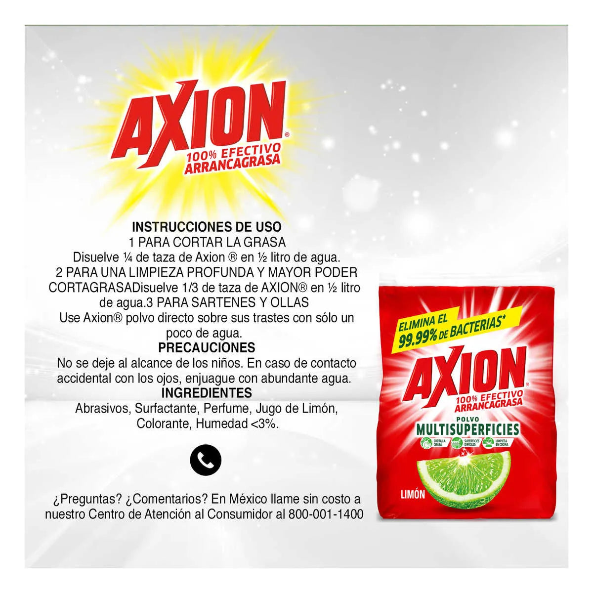 Lavatrastes Axion Multisuperficies en Polvo 250g