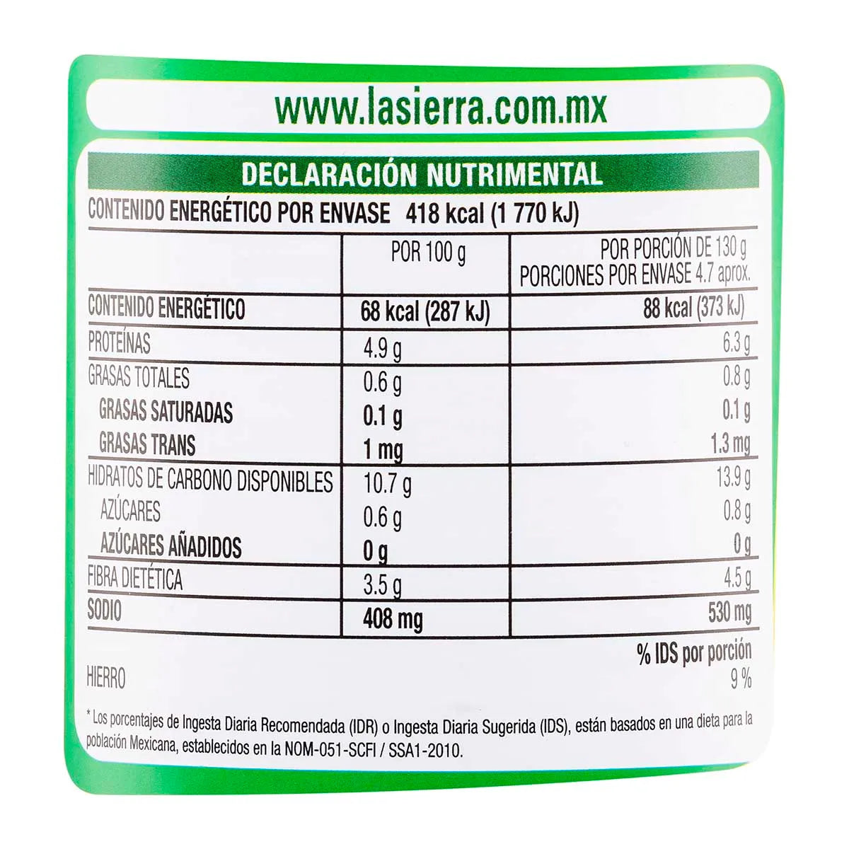 Frijoles Bayos Enteros La Sierra 560g