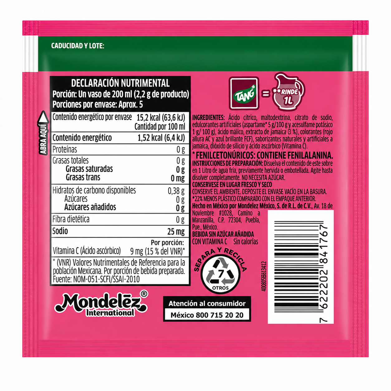 Tang Bebida en Polvo Sabor Jamaica 13g