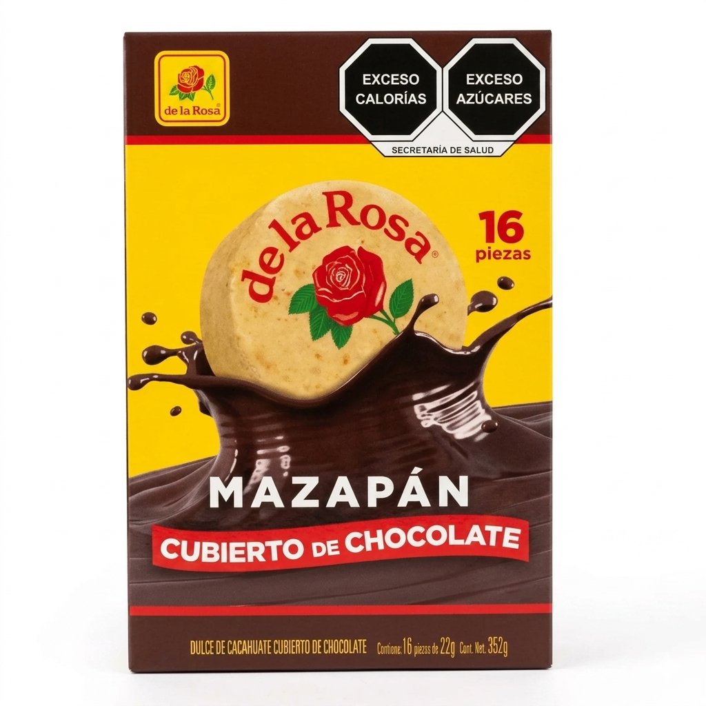 Mazapán De La Rosa Cubierto de Chocolate 400g × 16 pzs