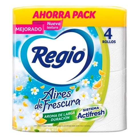 Papel Higiénico Regio Aires de Frescura 4 pzs × 200 hojas