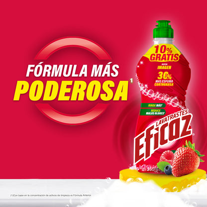 Lavatrastes Líquido Corta Grasa Eficaz Frutos Rojos 350ml