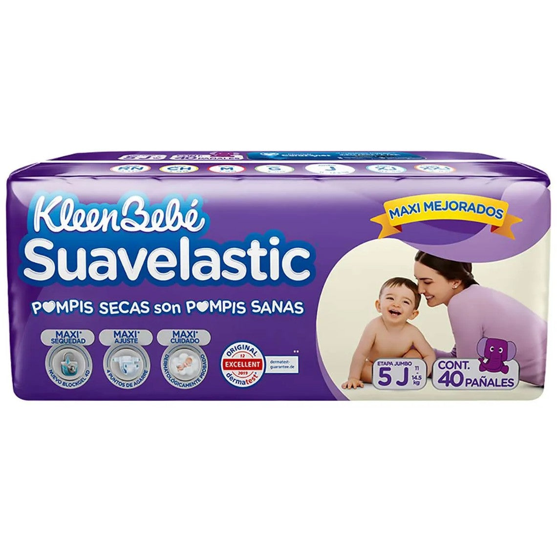 Pañales KleenBebé Suavelastic 11 - 14.5 Kg Etapa 5 Jumbo 40 pzs