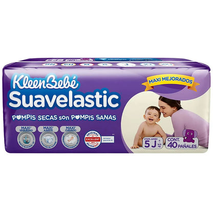 Pañales KleenBebé Suavelastic 11 - 14.5 Kg Etapa 5 Jumbo 40 pzs