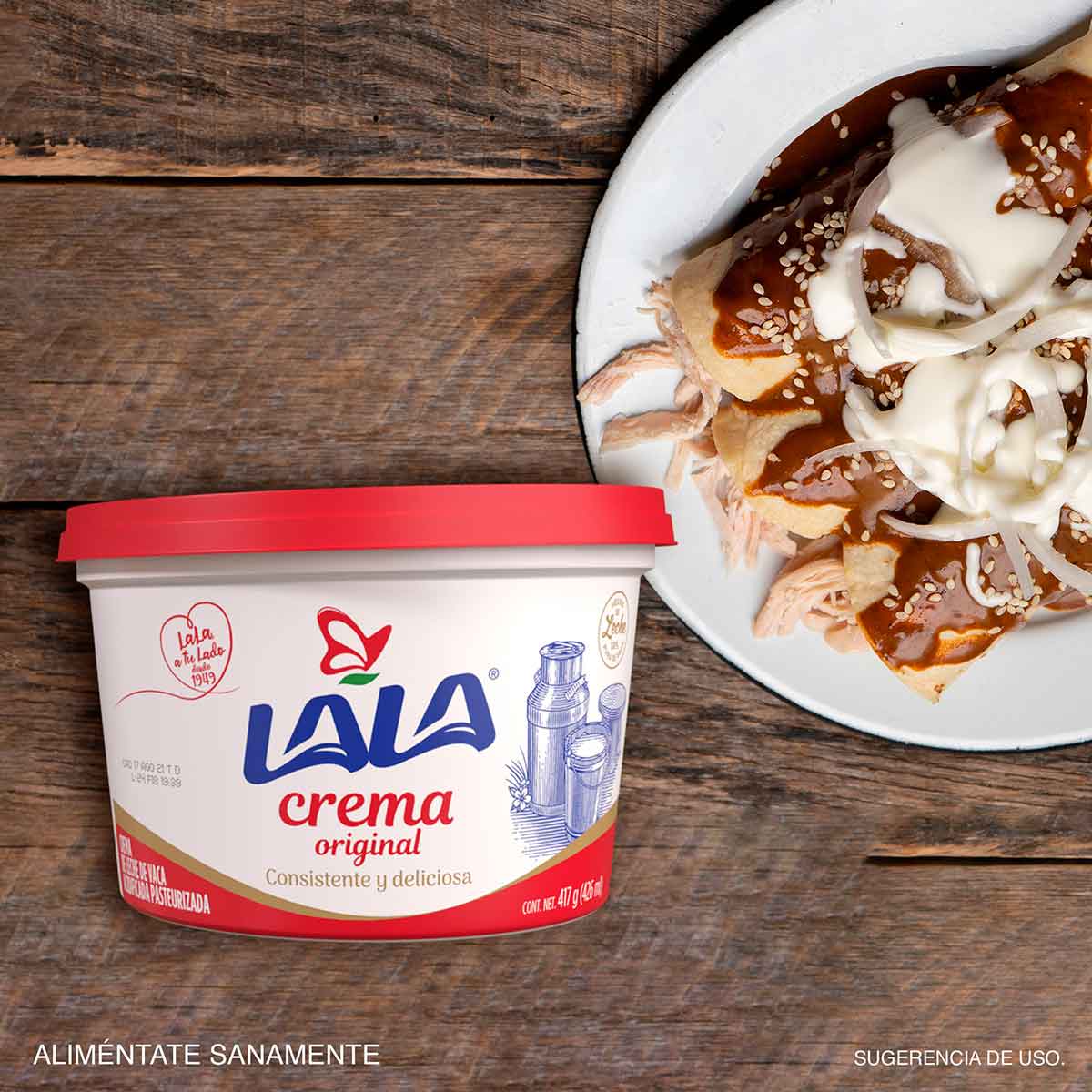 Crema Ácida Lala Entera Original 417ml