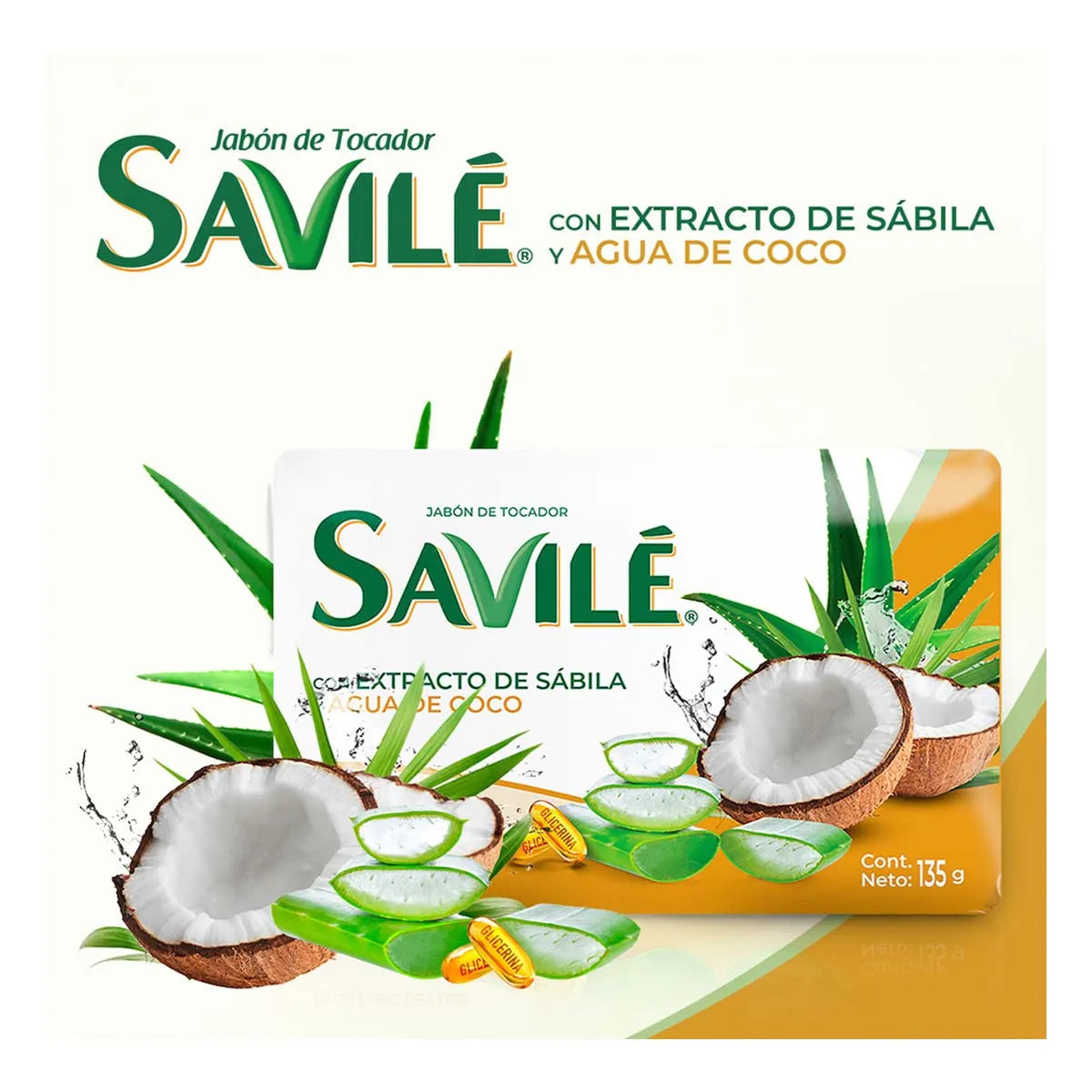 Jabón Savilé Extracto de Sábila y Agua de Coco 135g