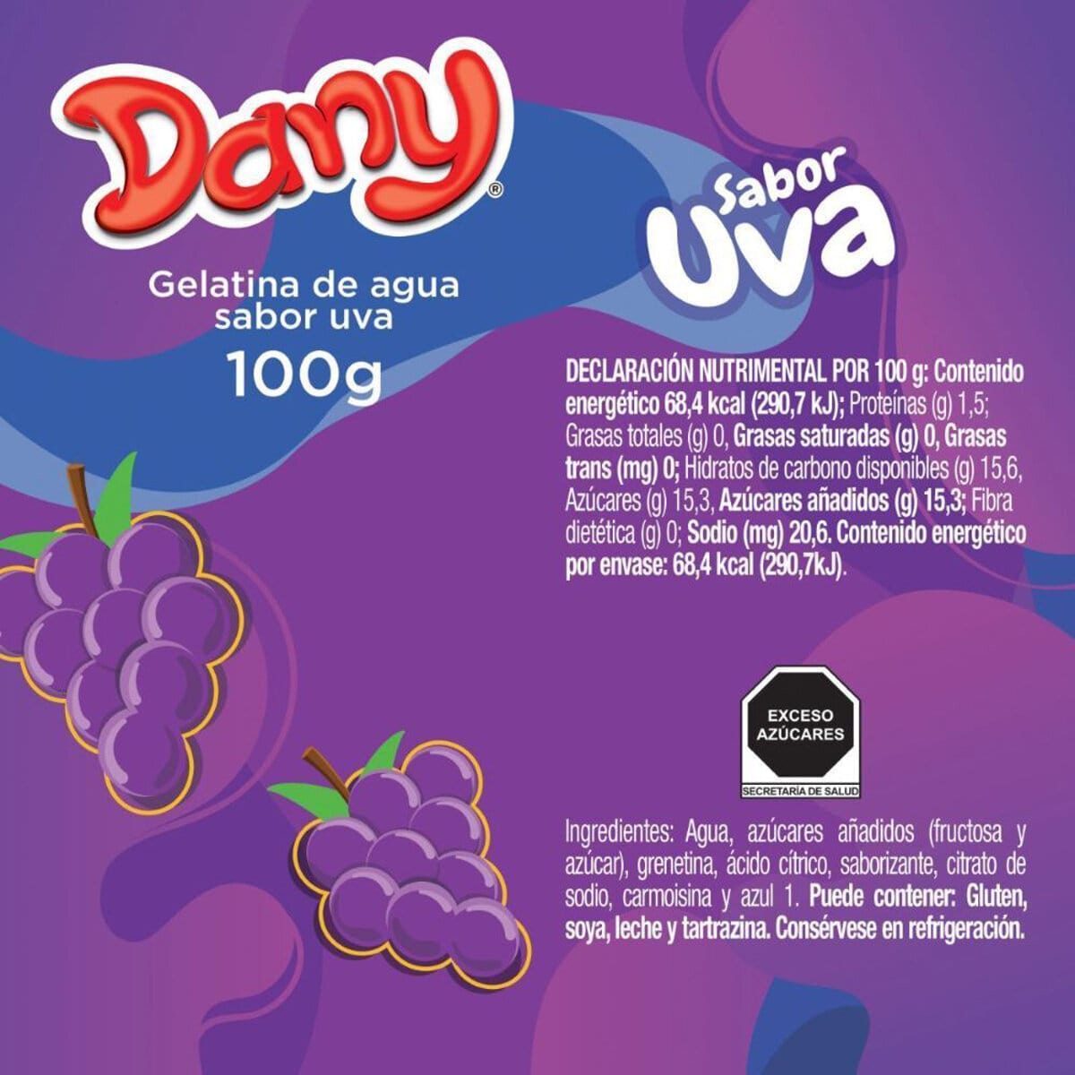 Gelatina de Agua Dany Sabor Uva 100g