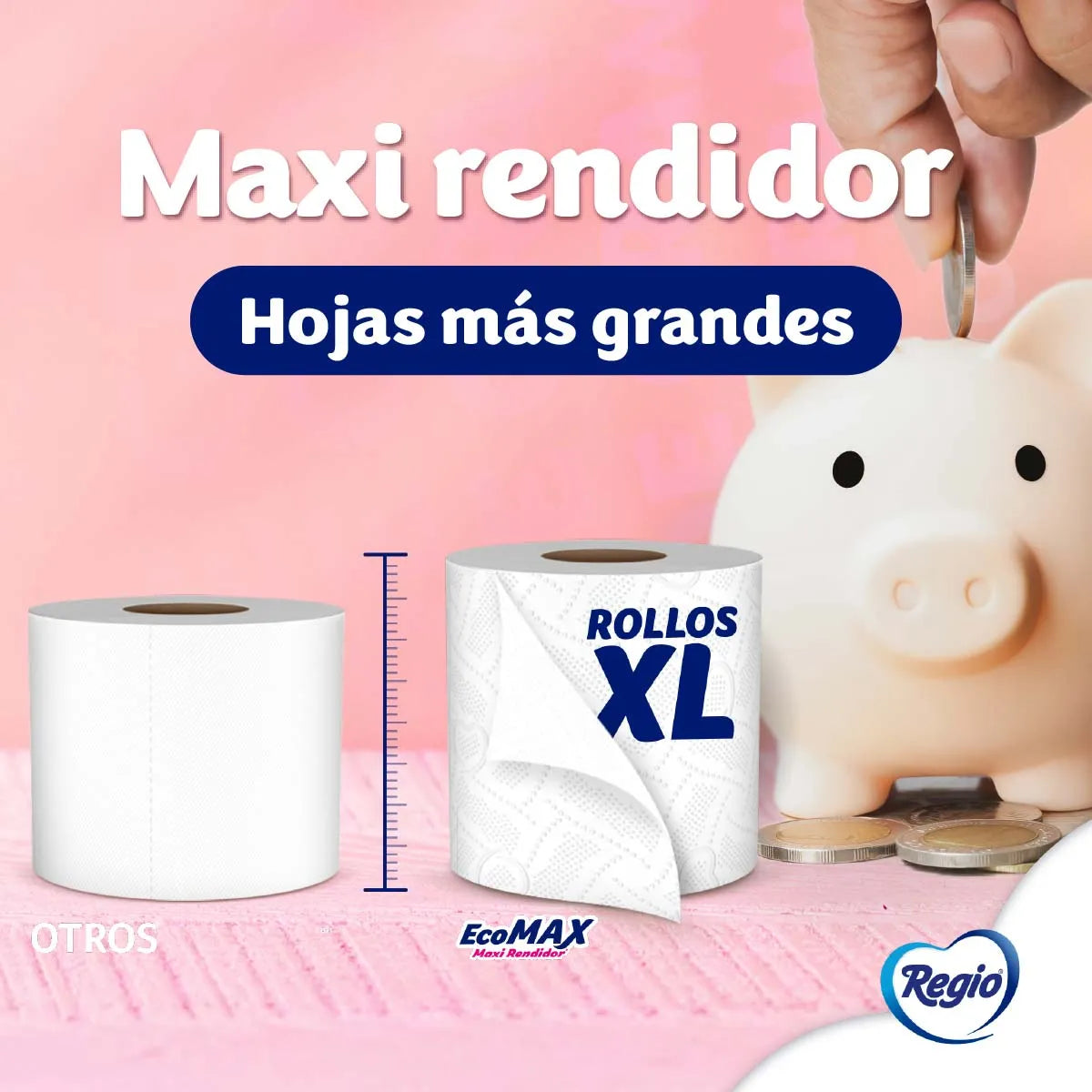 Papel Higiénico Regio Ecomax Hojas Dobles 4 pzs × 250 hojas