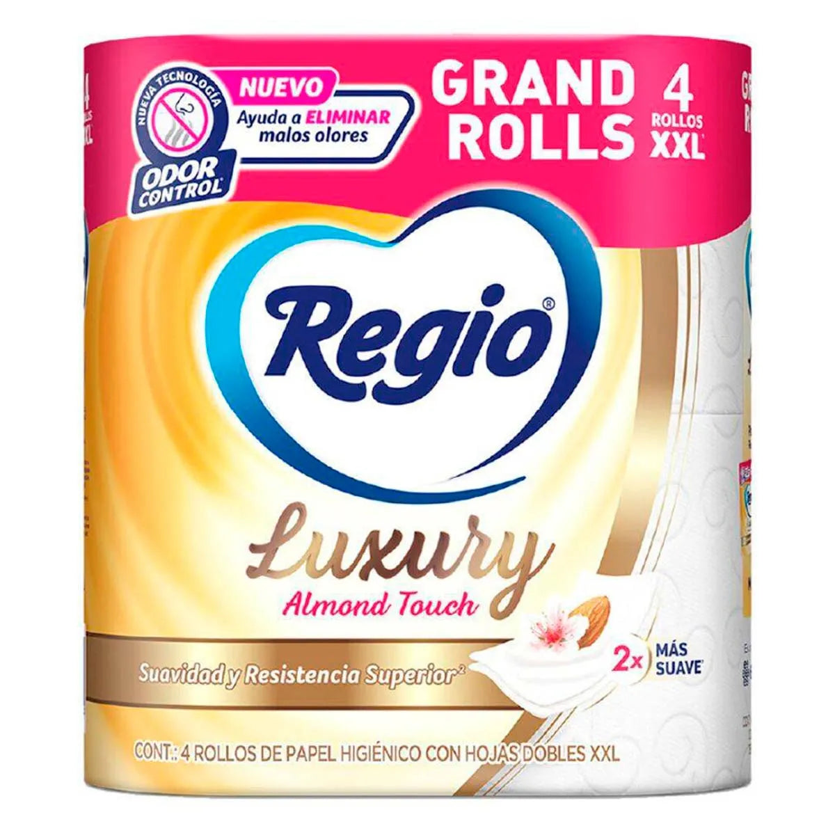 Papel Higiénico Regio Luxury Almond Touch Hojas Dobles 4 pzs