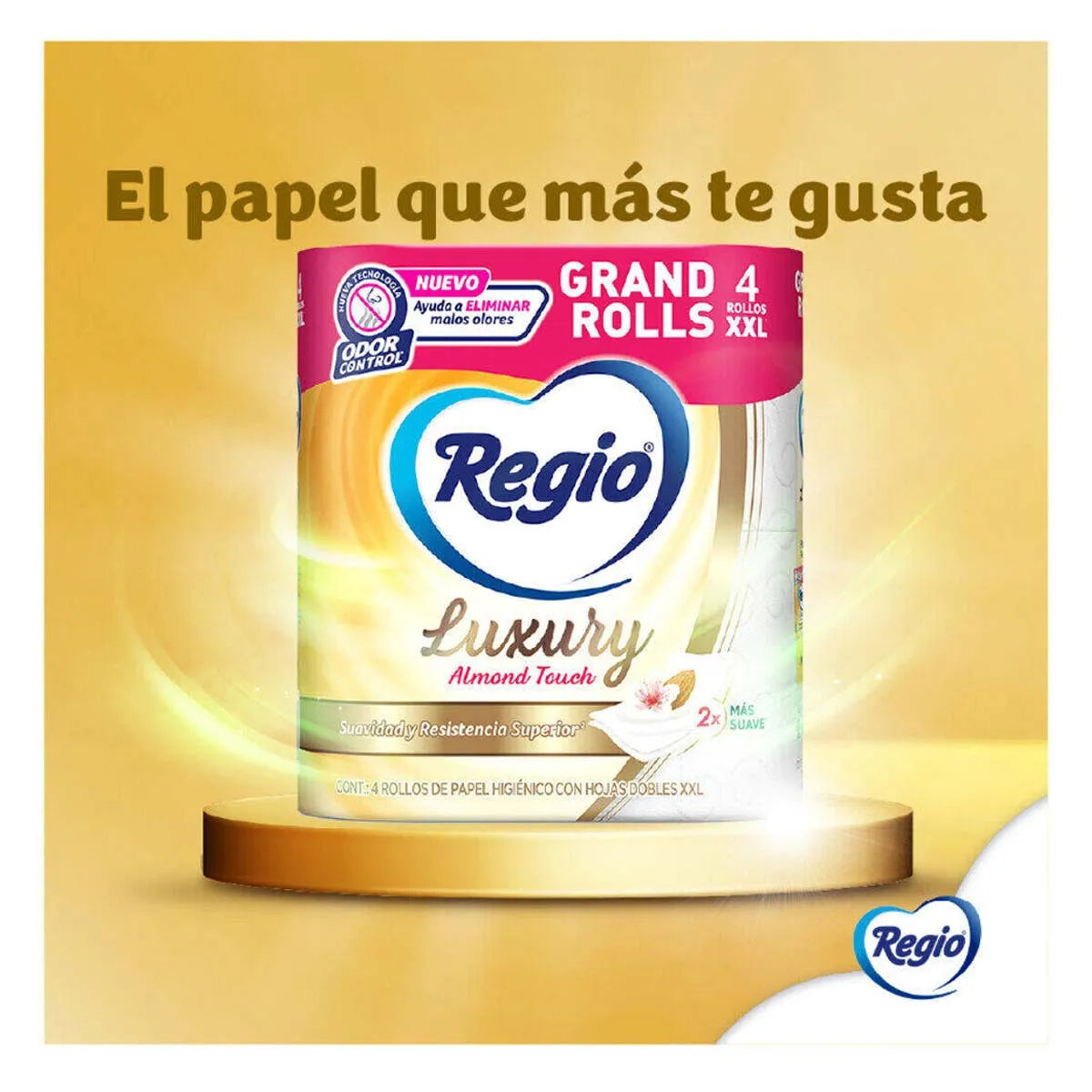 Papel Higiénico Regio Luxury Almond Touch Hojas Dobles 4 pzs