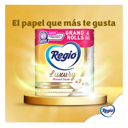Papel Higiénico Regio Luxury Almond Touch Hojas Dobles 4 pzs