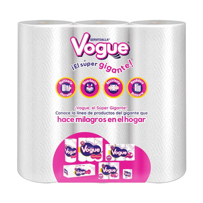 Toallas de Papel Vogue 3 pzs × 60 hojas