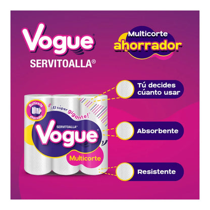 Toallas de Papel Vogue 3 pzs × 60 hojas