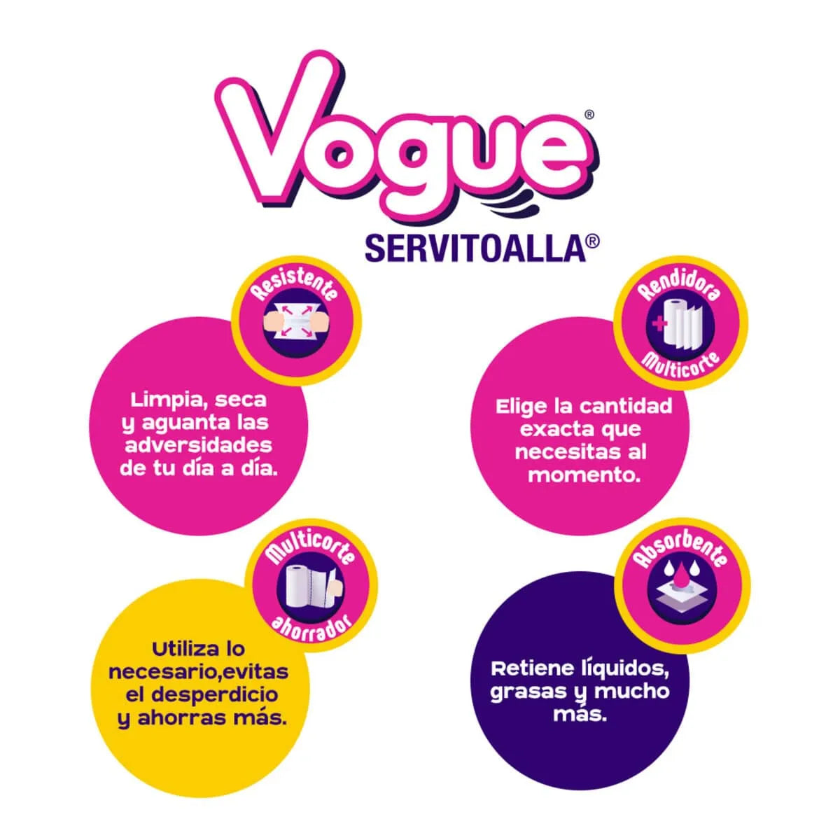 Toallas de Papel Vogue 3 pzs × 60 hojas