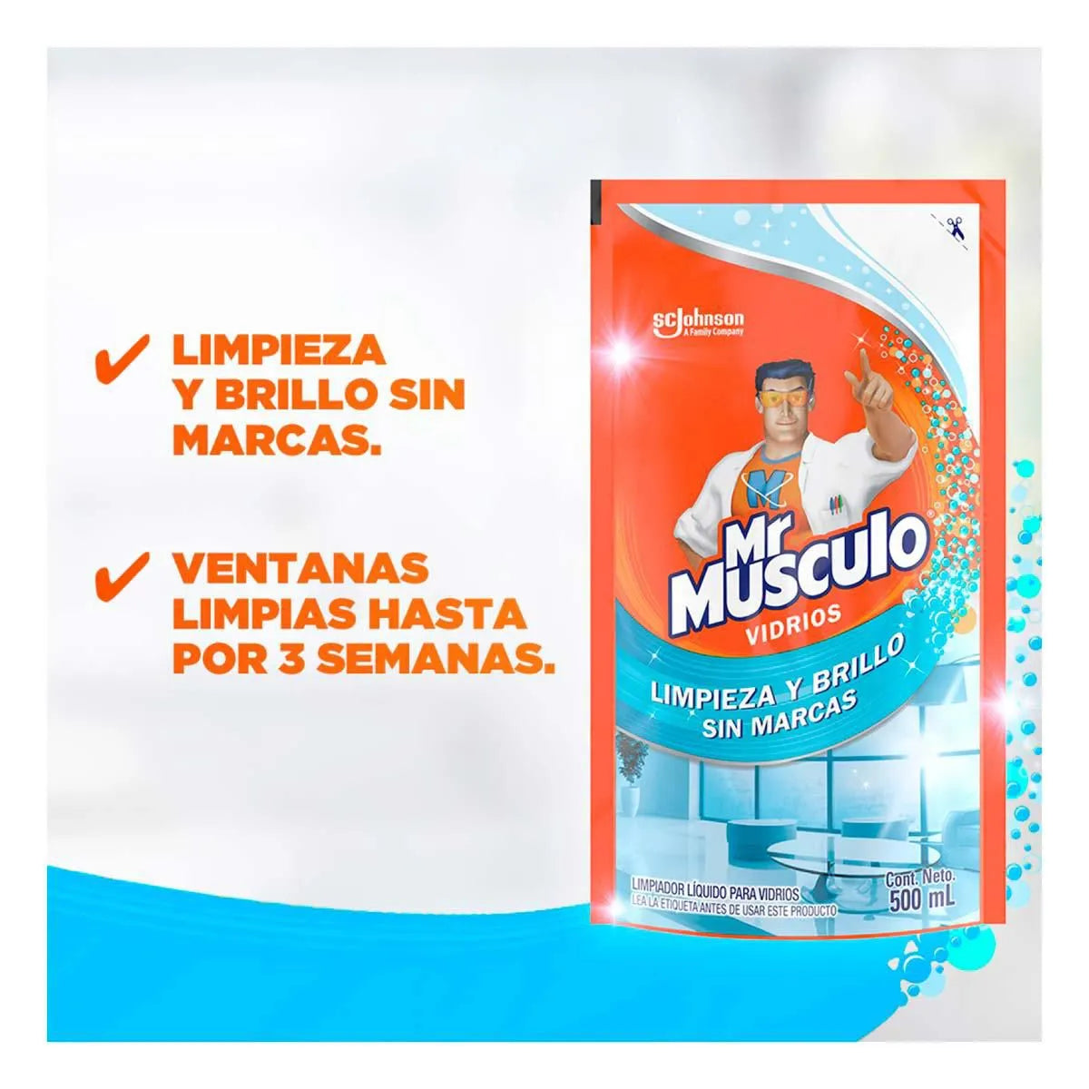 Limpiador Liquido Mr. Músculo Vidrios 500ml