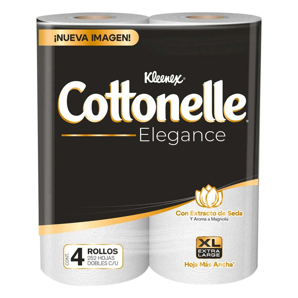 Papel Higiénico Kleenex Cottonelle Elegance Hojas Dobles 4 pzs × 252 hojas