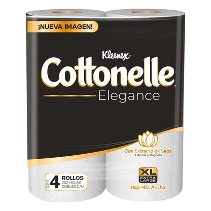 Papel Higiénico Kleenex Cottonelle Elegance Hojas Dobles 4 pzs × 252 hojas
