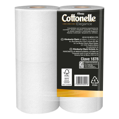 Papel Higiénico Kleenex Cottonelle Elegance Hojas Dobles 4 pzs × 252 hojas