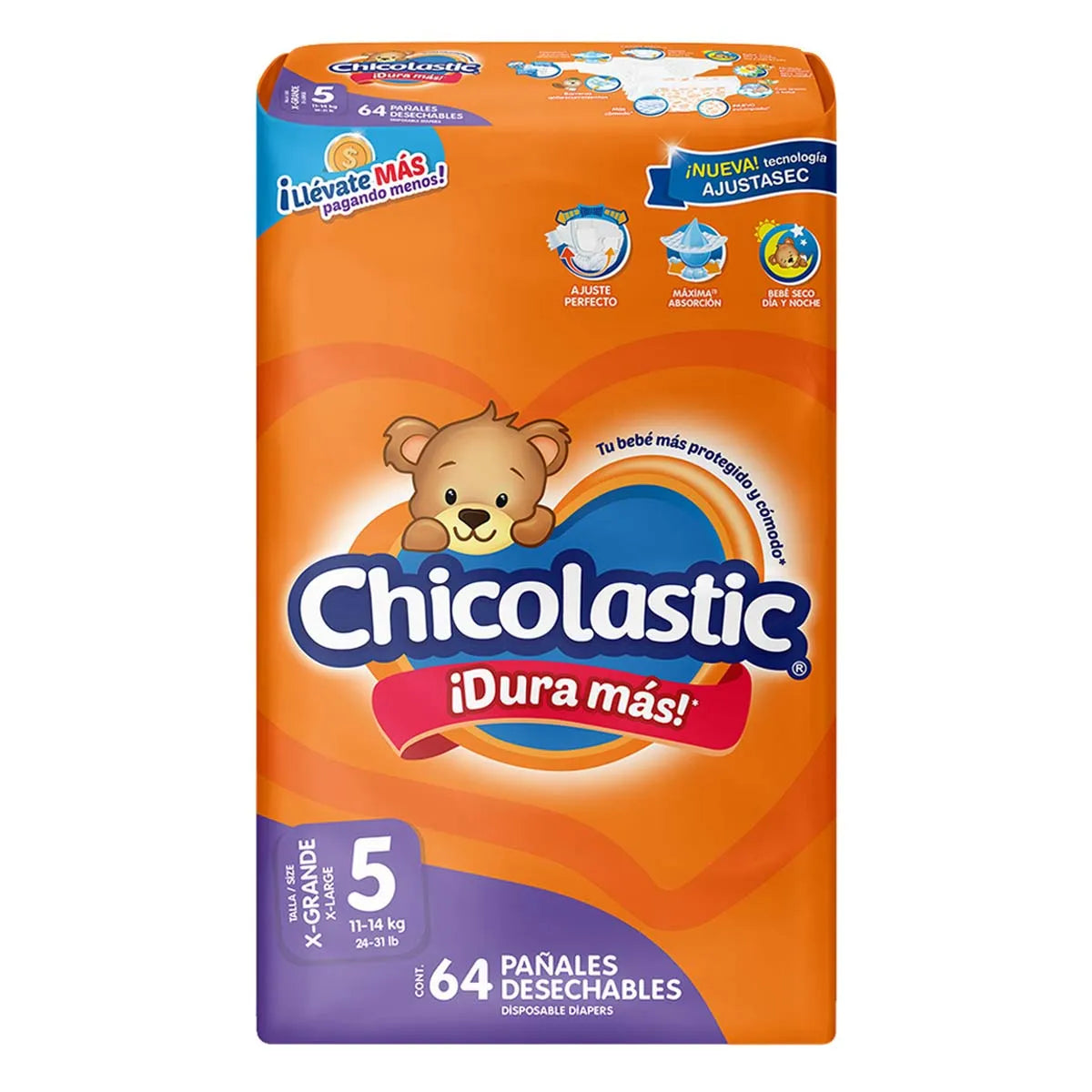 Pañales Chicolastic Etapa 5 Talla X-Grande 44 pzs