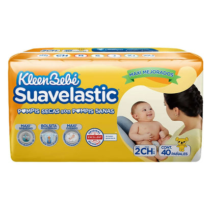 Pañales KleenBebé Suavelastic 5 - 7.5 Kg Etapa 2 Chico 40 pzs