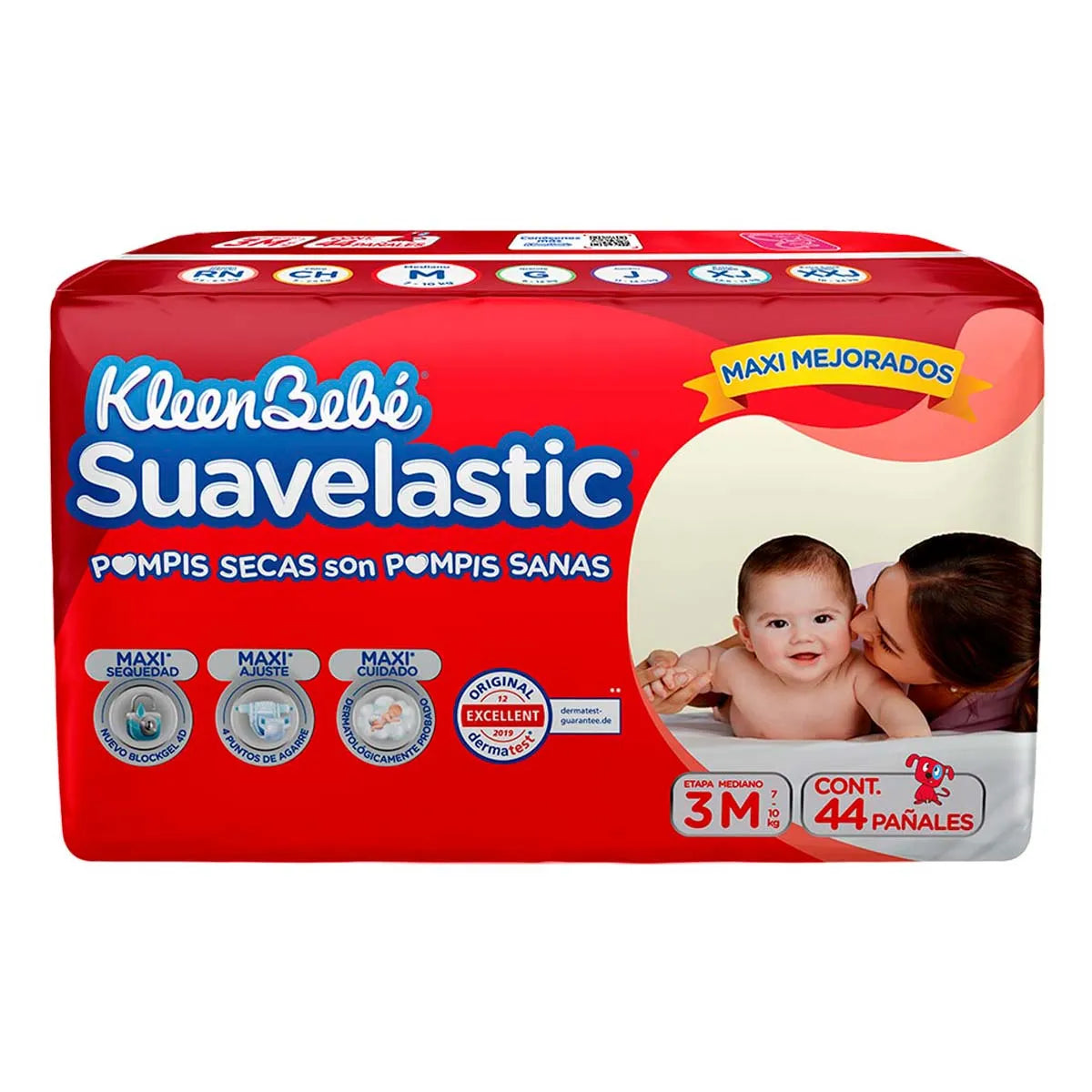 Pañales KleenBebé Suavelastic 7 - 10 Kg Etapa 3 Mediano 44 pzs