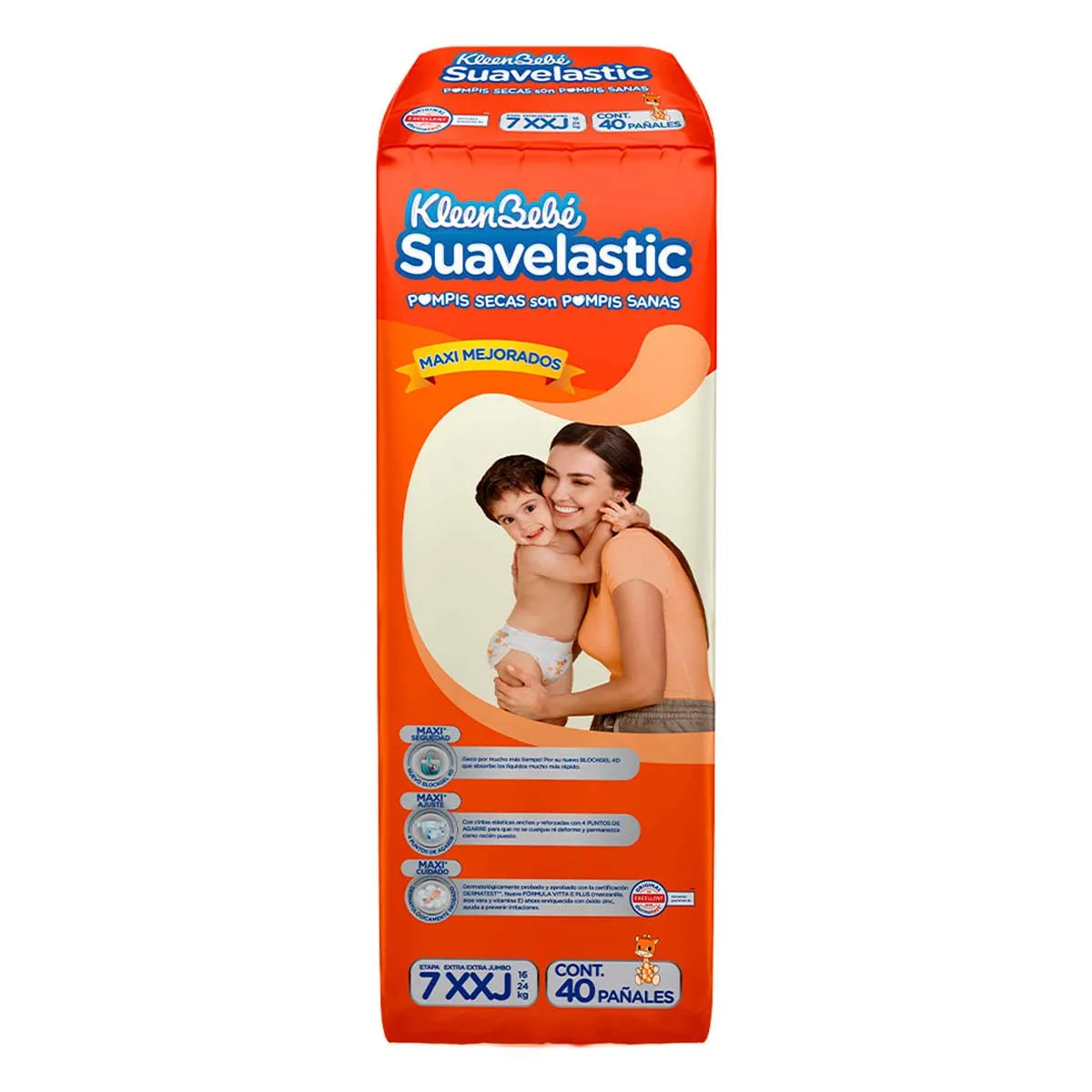 Pañales KleenBebé Suavelastic 16 - 24 Kg Etapa 7 Extra Extra Jumbo 40 pzs