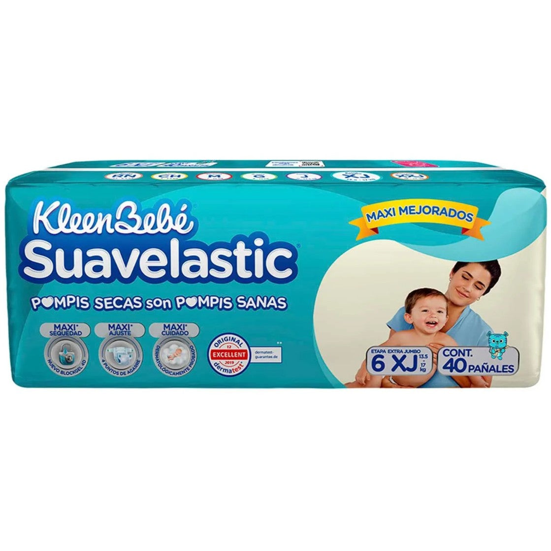 Pañales KleenBebé Suavelastic 13.5 - 17 Kg Etapa 6 Extra Jumbo 40 pzs