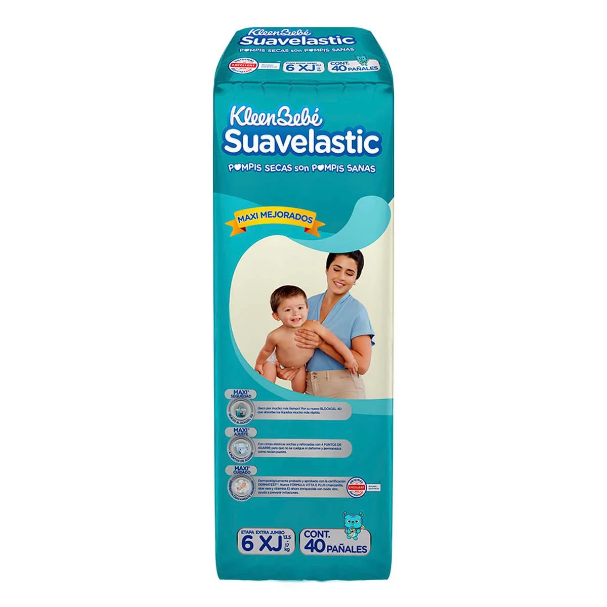 Pañales KleenBebé Suavelastic 13.5 - 17 Kg Etapa 6 Extra Jumbo 40 pzs