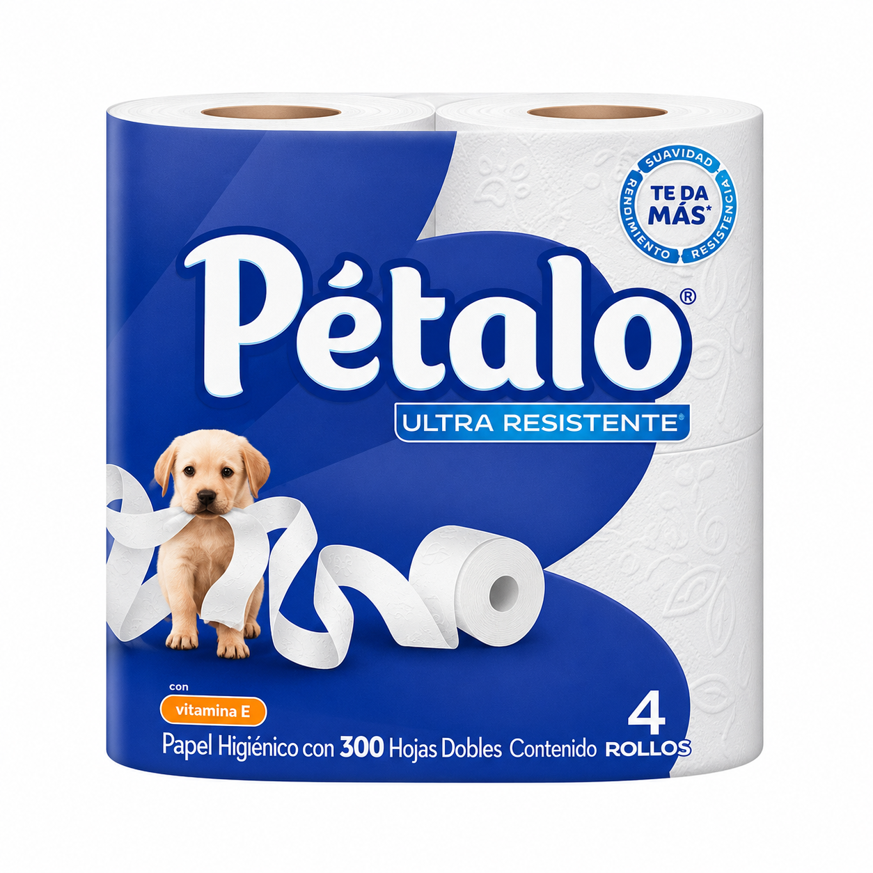 Papel Higiénico Pétalo Hojas Dobles 4 pzs × 300 hojas