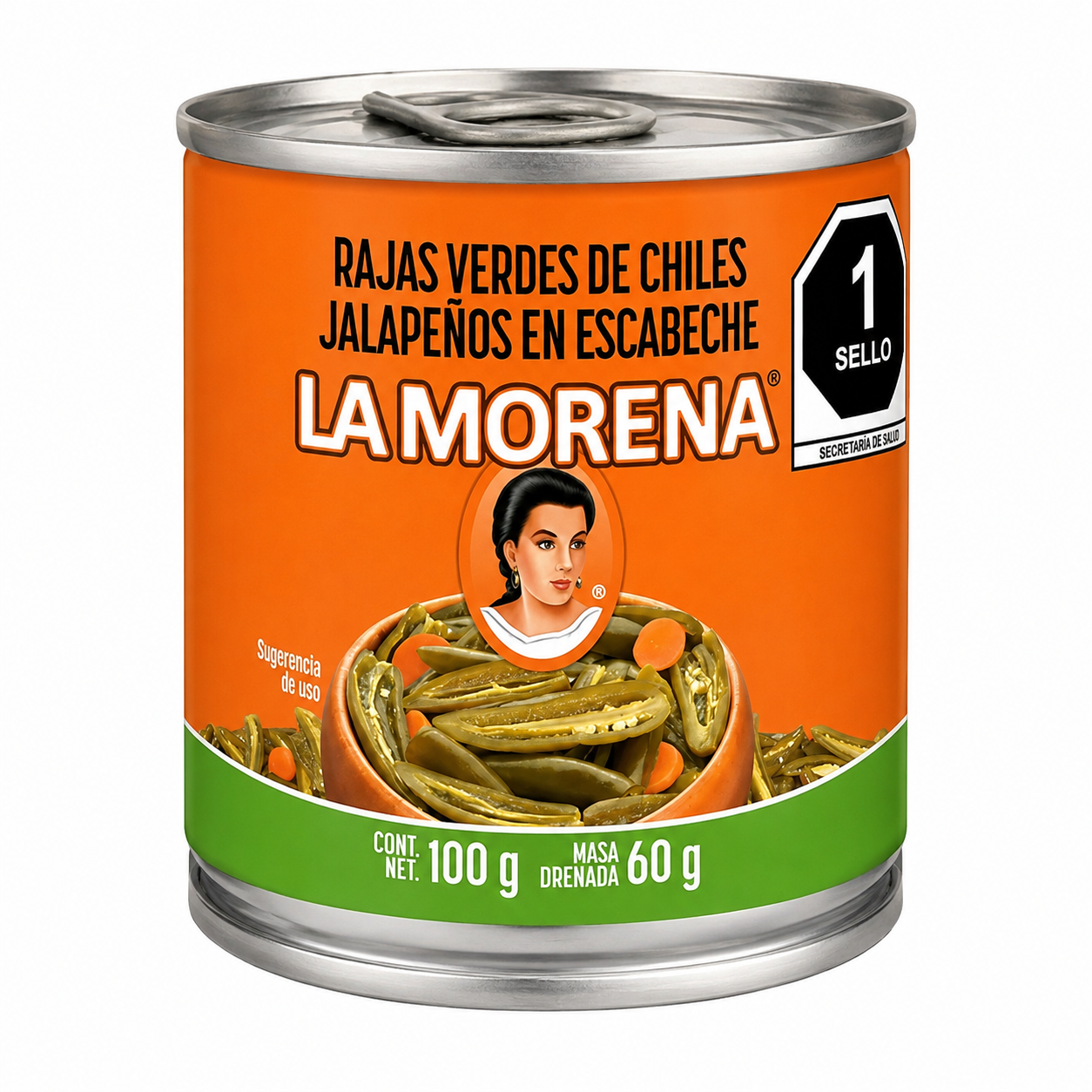 Rajas Verdes de Chiles Jalapeños en Escabeche La Morena 100g