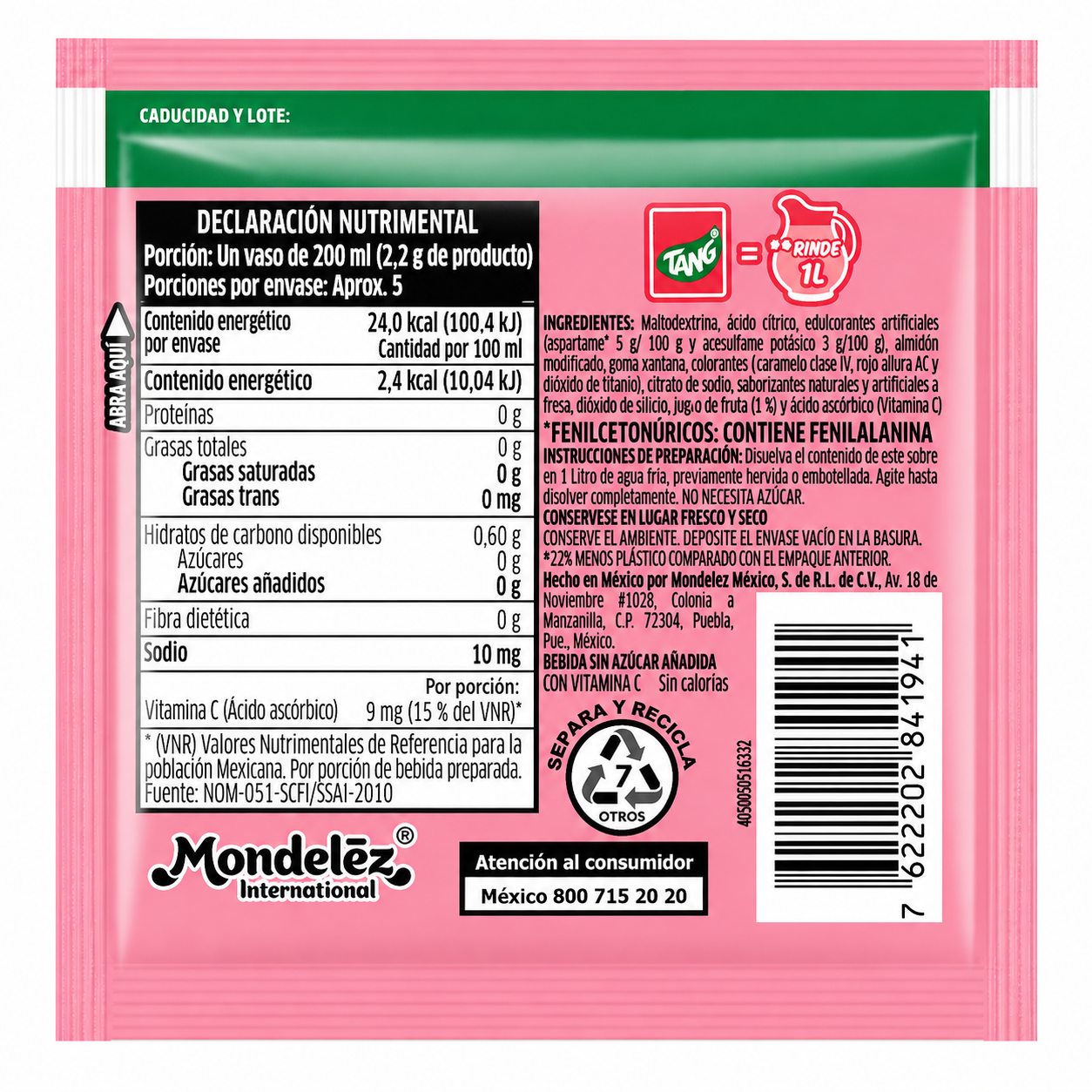Tang Bebida en Polvo Sabor Fresa 13g