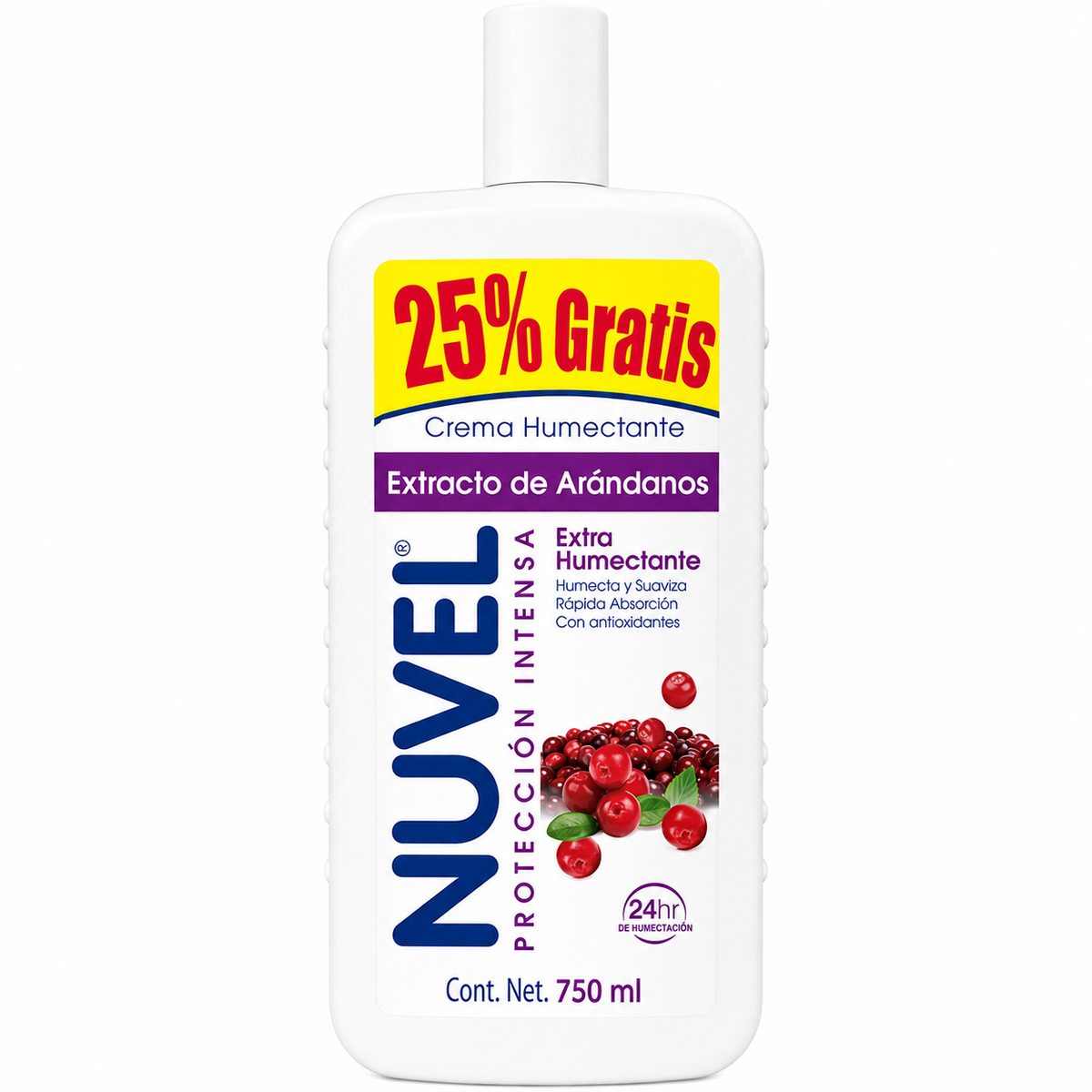 Crema Corporal Nuvel Protección Intensa Extracto de Arándanos 750ml