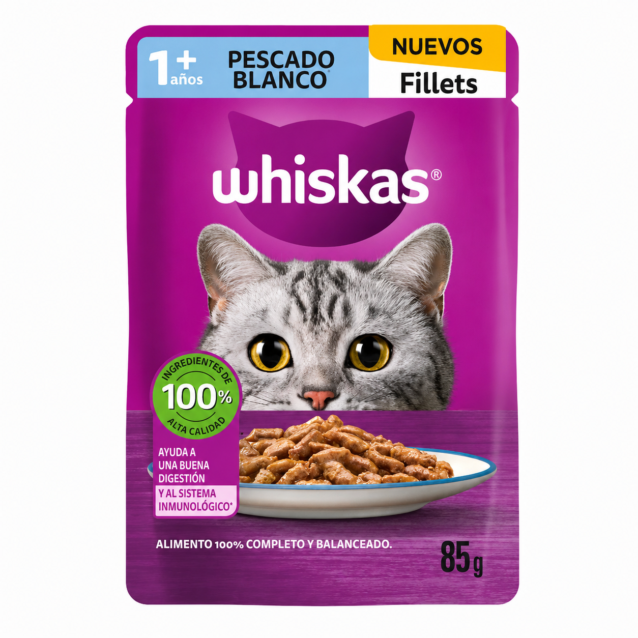 Sobre Whiskas para Gato Adulto Pescado Blanco 85g
