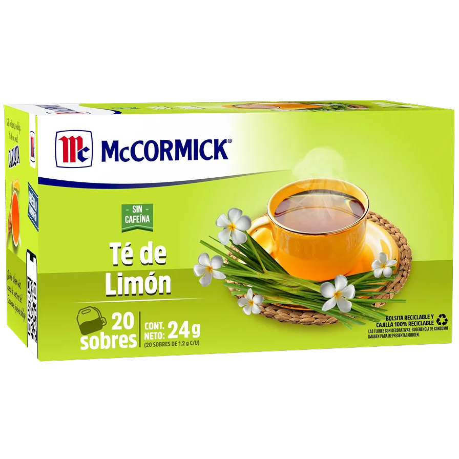 Té McCormick De Limón 30g × 25 pzs