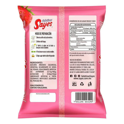 Gelatina Sayes Leche Sabor Fresa 120g