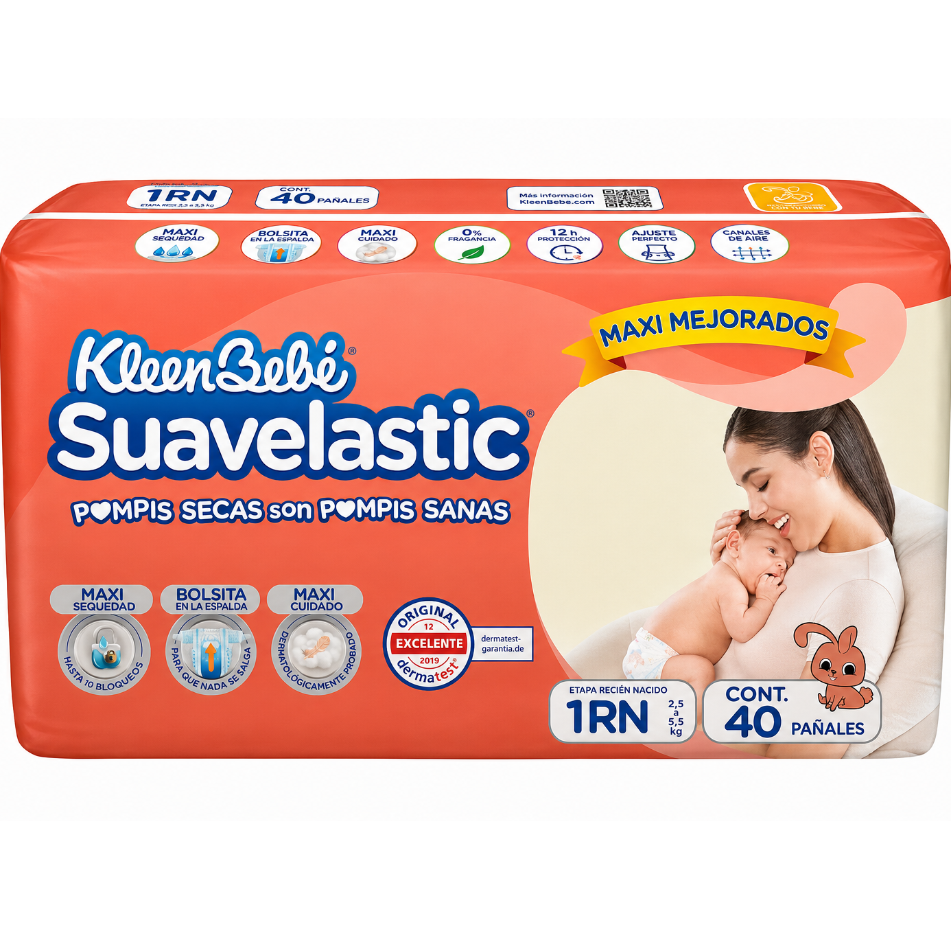 Pañales KleenBebé Suavelastic 2.5 - 5.5 Kg Etapa 1 Recién Nacido 40 pzs