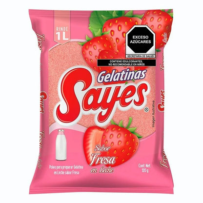 Gelatina Sayes Leche Sabor Fresa 120g